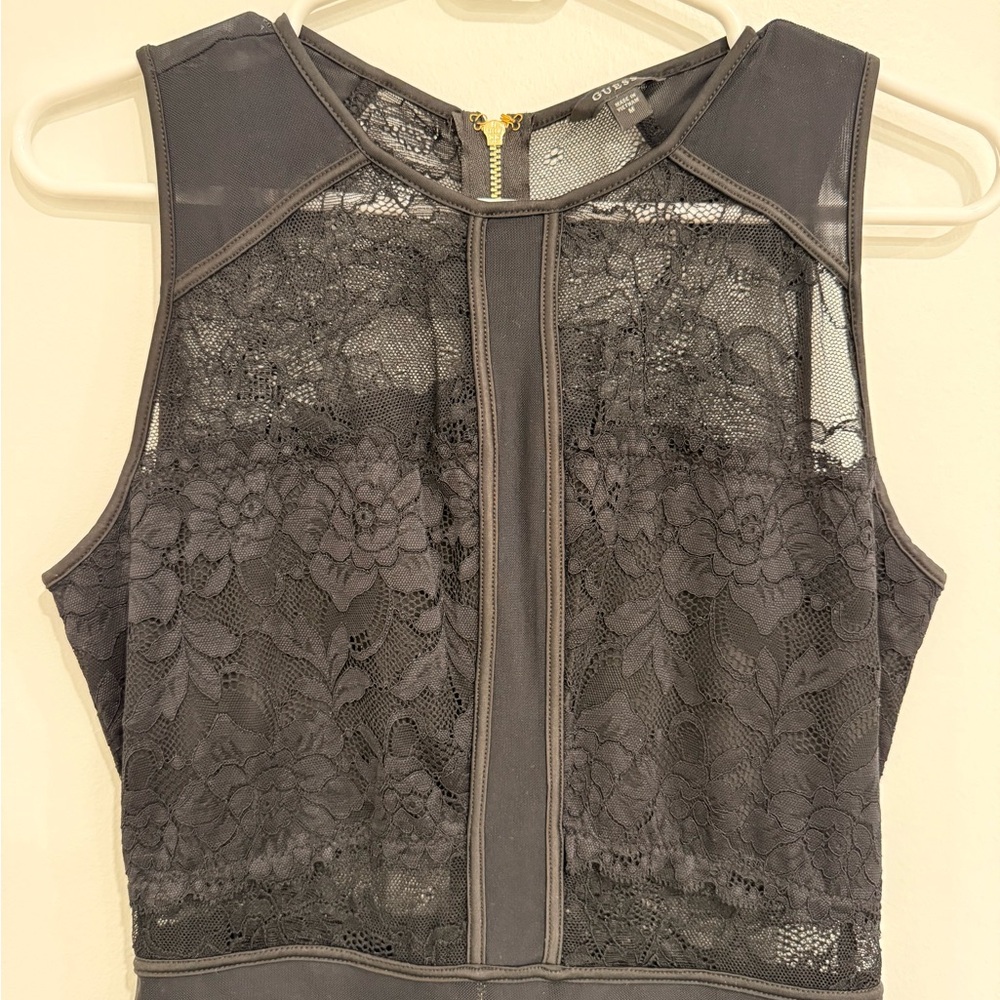 Guess Black Backless Lace Dress